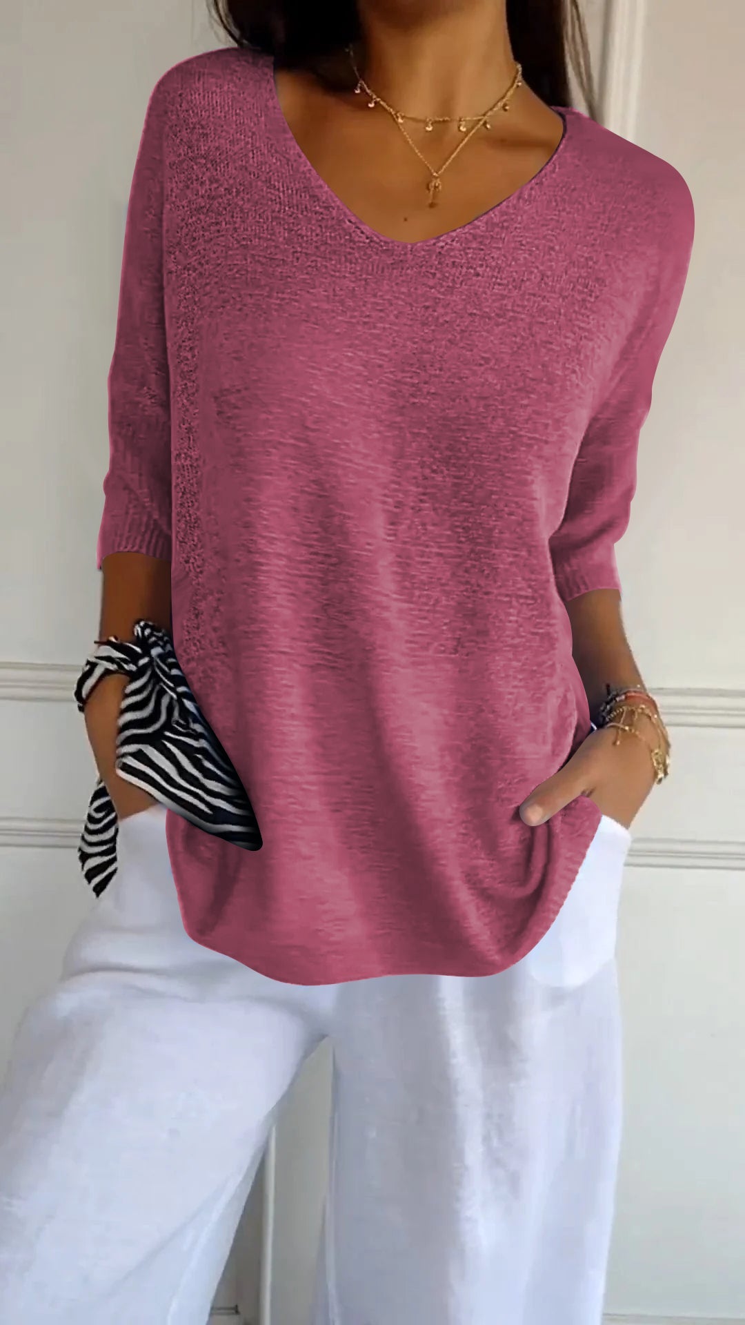 Emma - Top de punto con cuello en V