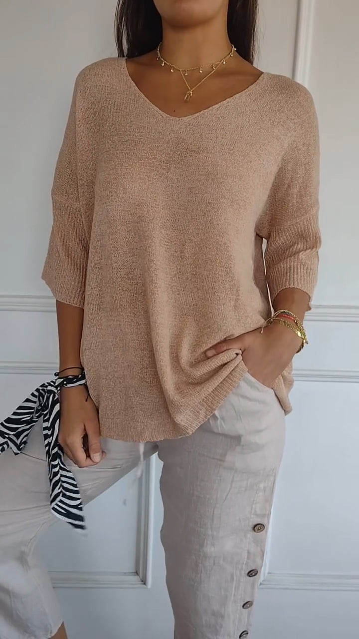 Emma - Top de punto con cuello en V